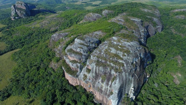 Vista aérea do geoparque de Caçapava do Sul.