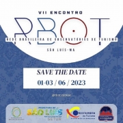 Logo da Rede Brasileira de Observatórios de Turismo (Rbot), em azul e vermelho